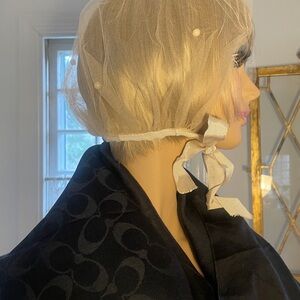 Large NBW COACH black scarf